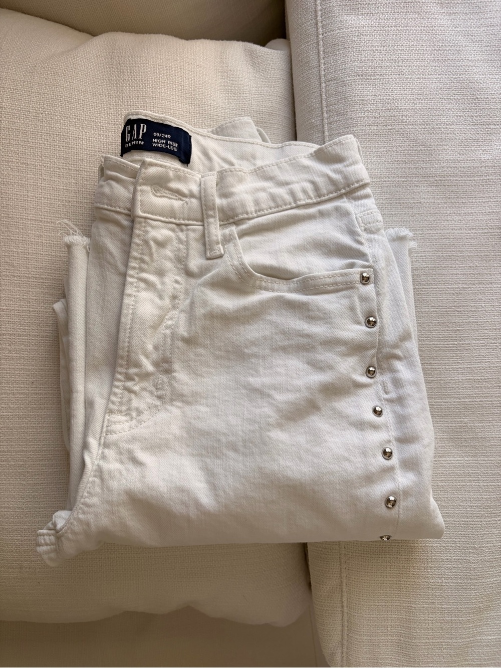 GAP White Jeans with Stud Trim